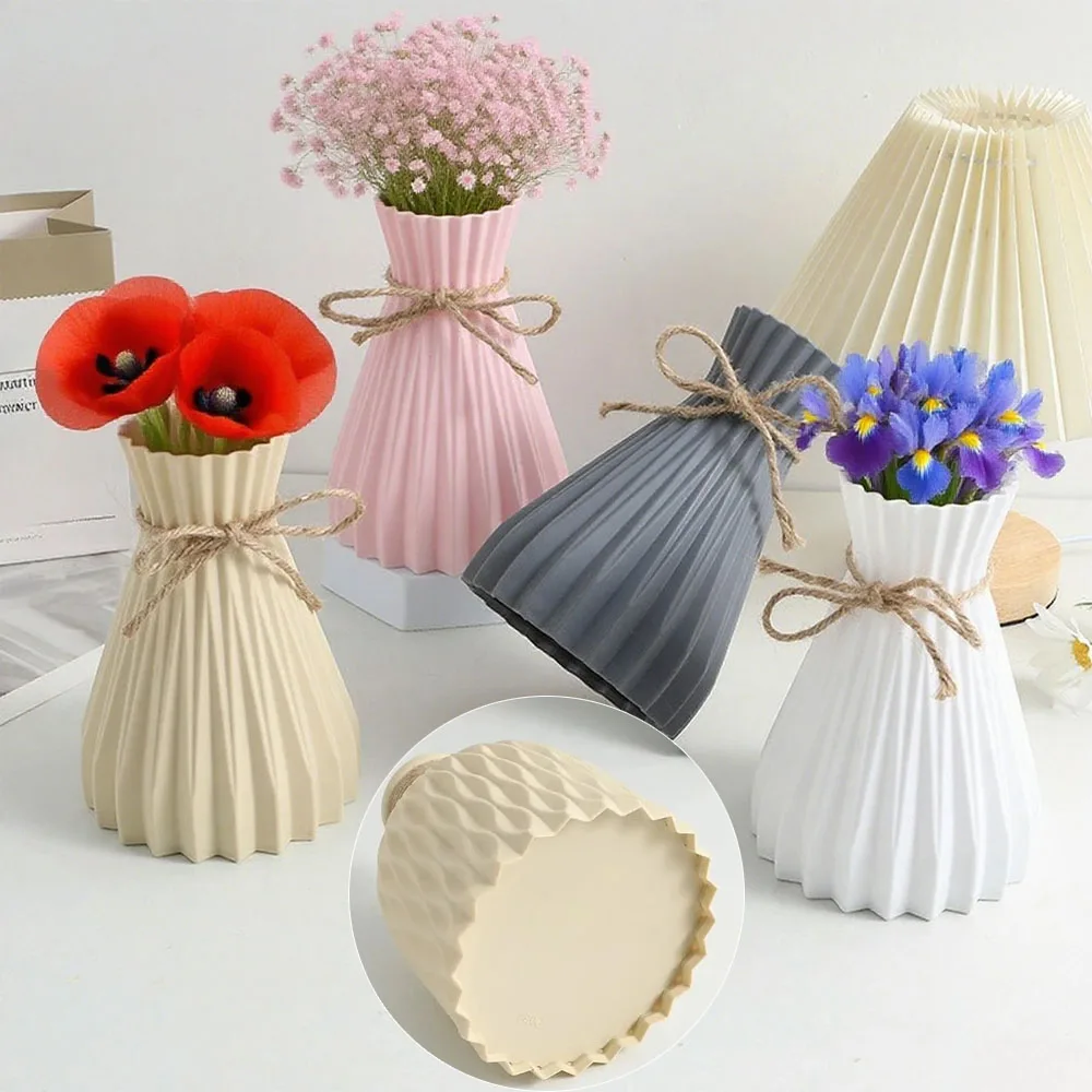 

Modern Plastic Flower Vase Water Ripple Flower Pot 1/2pcs Baskets Aesthetic Room Decor Living Room Decorations Ornaments Jarron