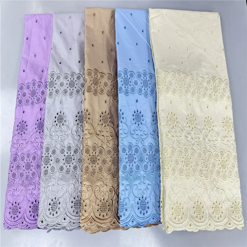 

5 Yards Nigerian 100% Cotton Polish Satin Embroidery Fabric High Quality Swiss Voile Lace Material For Men Dubai Style 18L107311