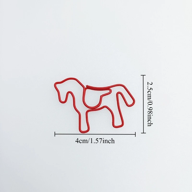 20 قطعة من مشابك الورق المعدنية بتصميم حصان ملون، مشابك إشارة مرجعية إبداعية على شكل حيوان للمعلمين واللوازم المدرسية المكتبية #6