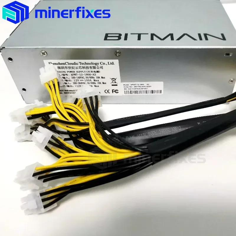 Imagem -02 - Fonte de Alimentação Bitmain Apw7 Apw7 1800w Adequada para Antminer s9 S9i z9 L3+ d3 T9+ e3 Innosilicon a9 d9 Mineiro de Resfriamento de Ar.