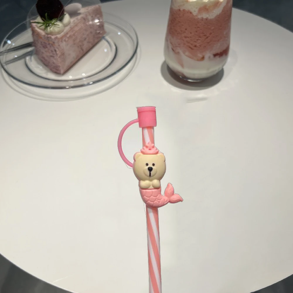 Reusable Silicone Straw Plug for 6-8 mm Straws Cartoon Drinking Dust Cap Straw Tips Cover Cup Accessories Drinkware Kitchen Tool