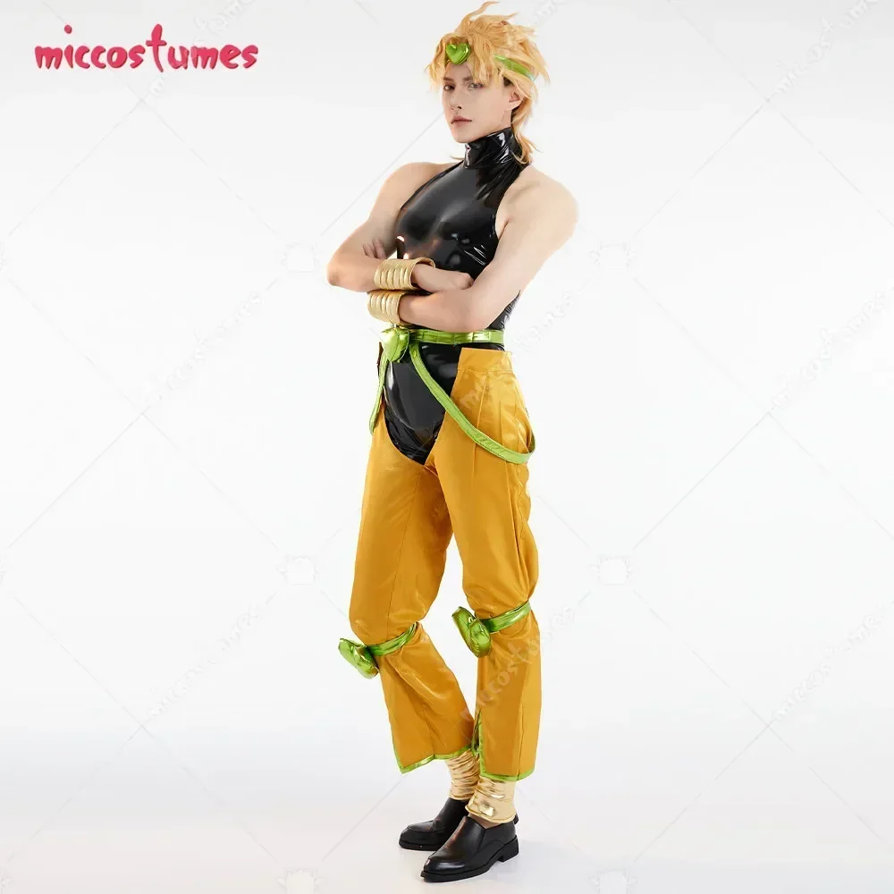 Miccostumes Unisex Full Set Yellow and Black Cosplay Costume with Headdress and Bracers for Halloween Cosplay Costume