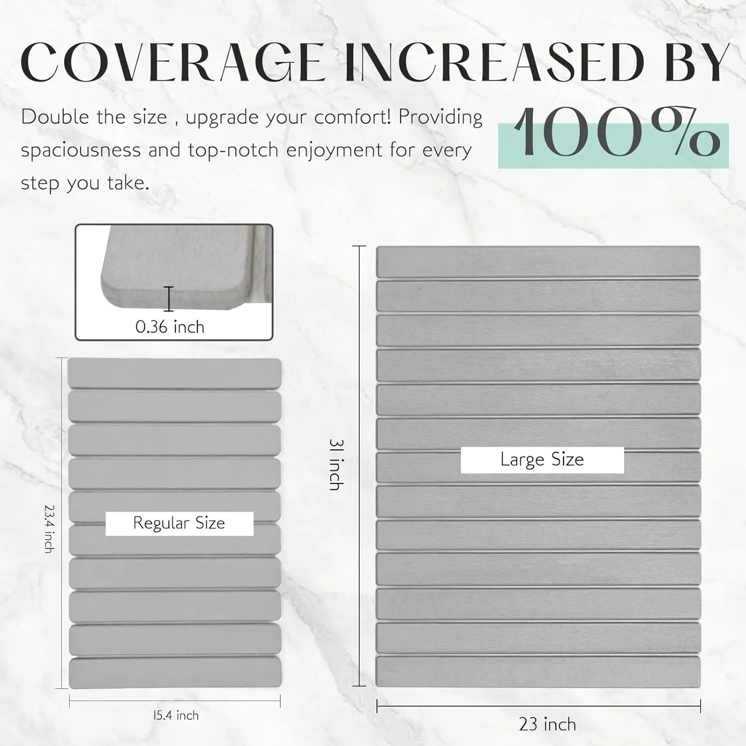 Extra Large Non-Slip Diatomite Bath Mat, 31x23.5 Inch Quick Dry Stone Mat for Bathroom Kitchen Pet