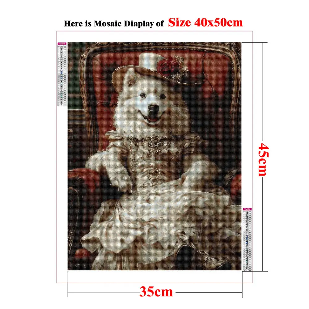 Funny Samoyed Bathroom Wall Art Full Square 5D Diy Diamond Painting Animal Pet Love Portrait Cross Stitch Diamond Mosaic