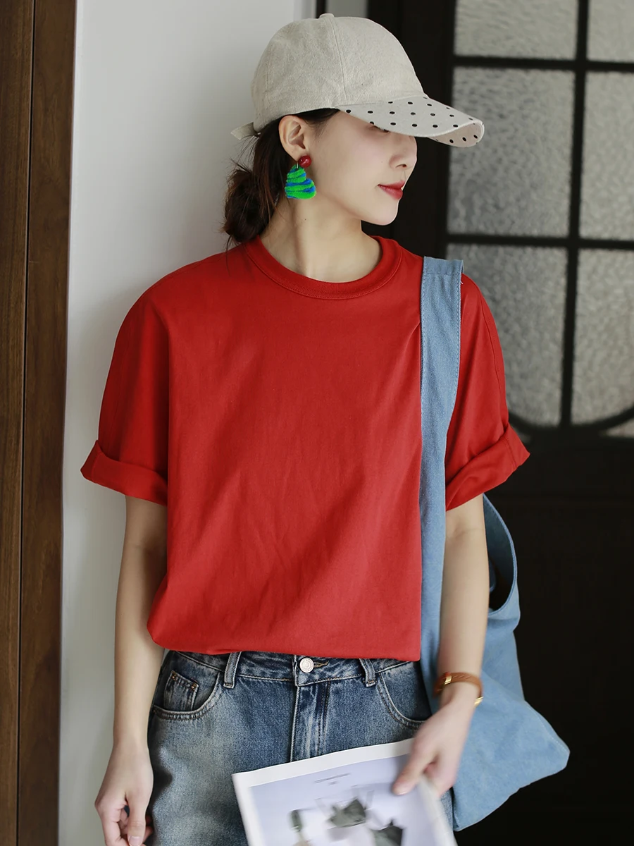 

Женская повседневная футболка Meadow Original из смесового хлопка с круглым вырезом и коротким рукавом, разноцветная, весна 2026, для города, летняя одежда