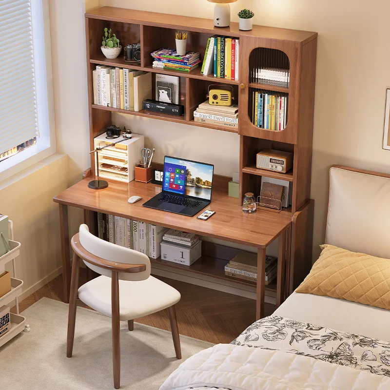 كتابة، مكتب كمبيوتر، قابل للطي، مزيج، خشب متين، شقة صغيرة، رف كتب، غرفة نوم، متكامل