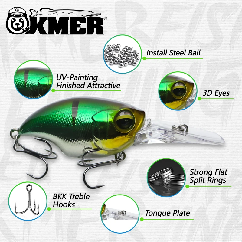 KMER #201C 8.5cm/11g Fishing Wobbler Lures Floating Crankbait For Pike Walleye Bass About Artificial Hard Bait Goods Accessorie