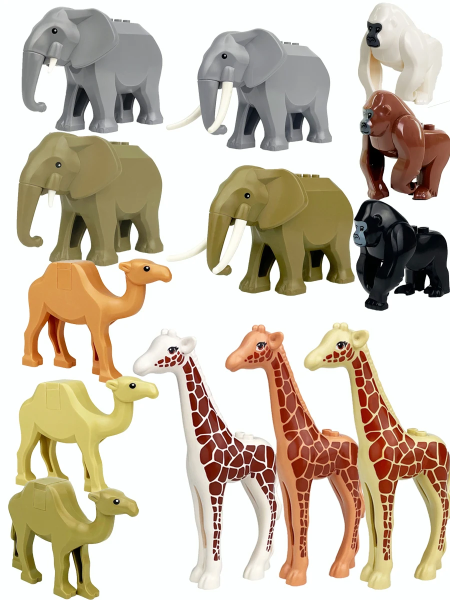 MOC Tierfiguren Baustein-Set - Ranch & Zoo mit Geflecktem Reh, Elefant, Giraffe, Orang-Utan Kreatives Spielzeug – Detail 1