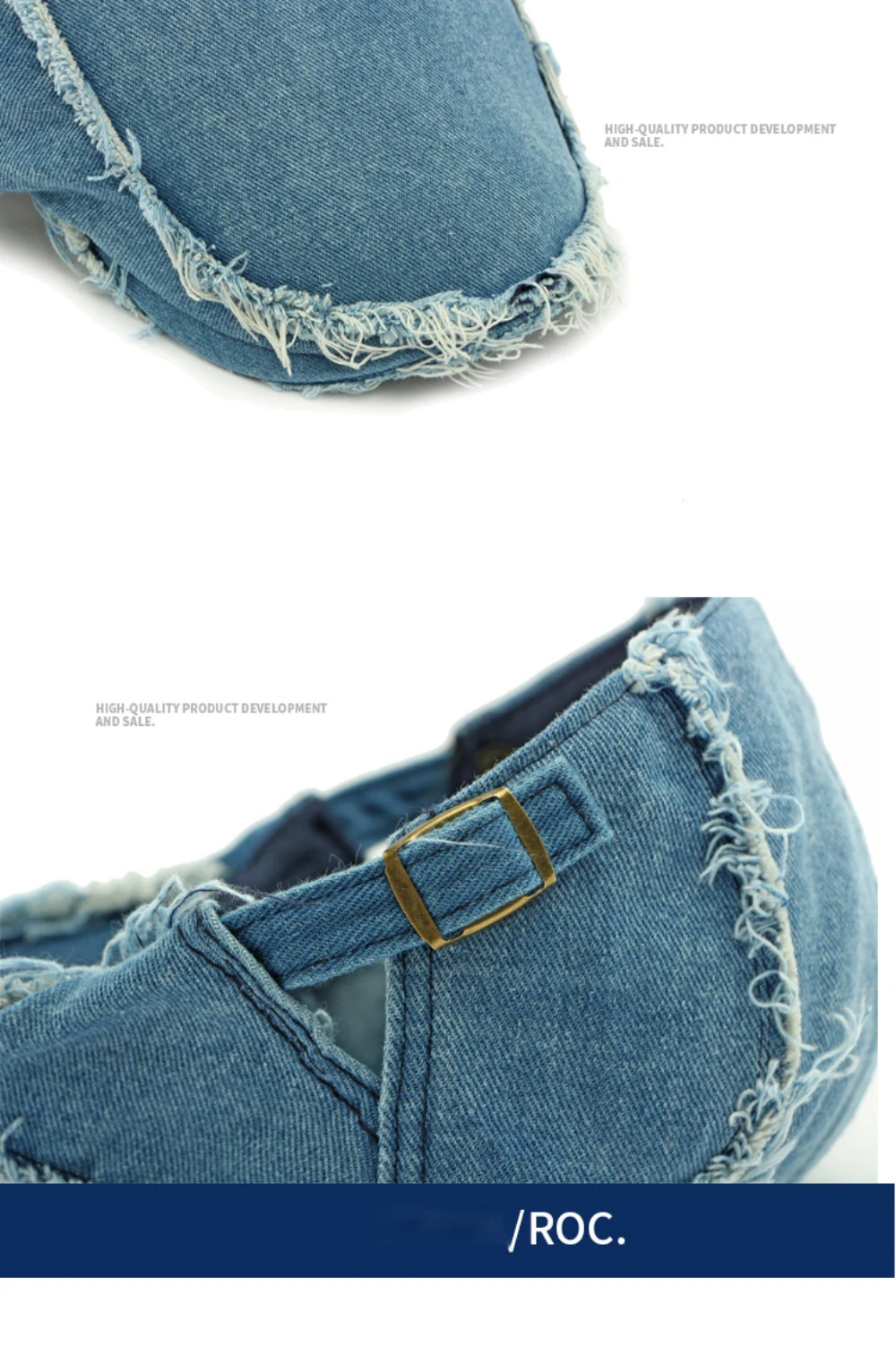 HT4792 Baskenmützen für Herren und Damen, Vintage Künstler-Mütze, Verstellbare Baumwoll-Ivy-Caps, Shabby Denim Baskenmütze – Detail 5