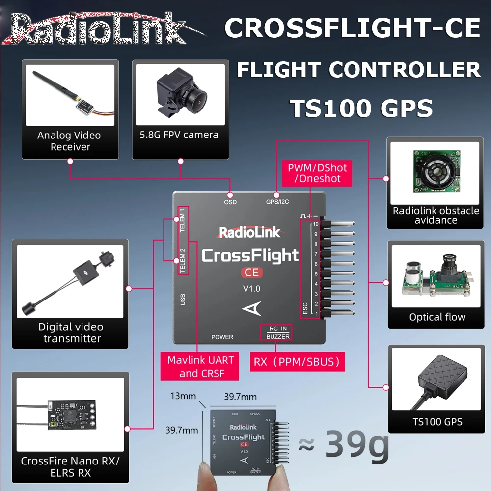 Radiolink Crossflight-CE FC Mainboard TS100 M10N GPS Pack with OSD Component For RC FPV Craft Heli Plane Multicopter Auto