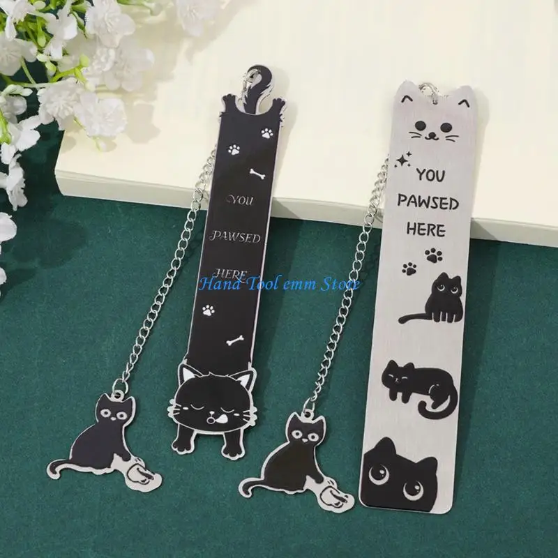 H37F Stainless Steel Bookmarks Kitten Bookmarks Page Divider for Reader Student