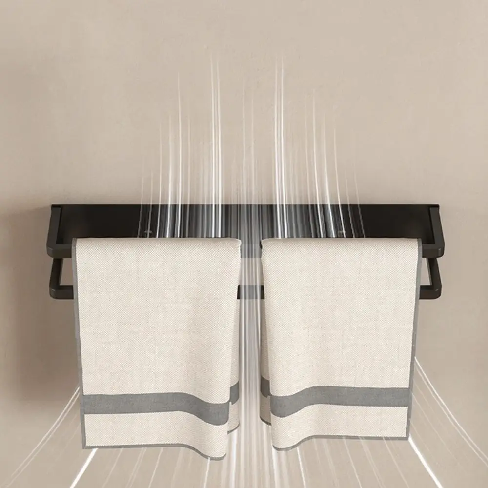 Wall Mounted Towel Rack Bathroom Organizer Punch Free Metal Shelf Modern Storage Hanger For Kitchen Washroom Organizer