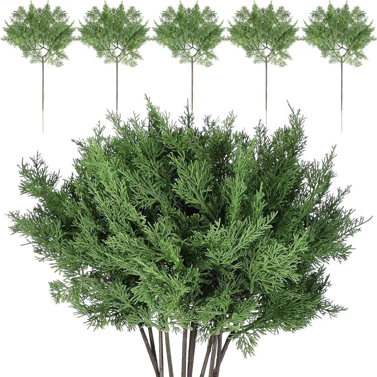 Christmas Pine Branches, 16.5 x 9 Inches Faux Branches Artificial Sprigs Picks (12 Pcs)