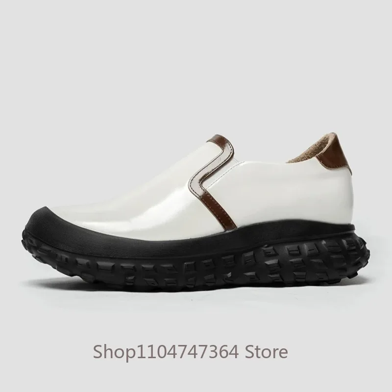 Genuine Cow Leather Luxury Designer Shoes Men's Loafers Thick Sole Casual Outdoor Fashion Sport Leather Shoes Male Walking