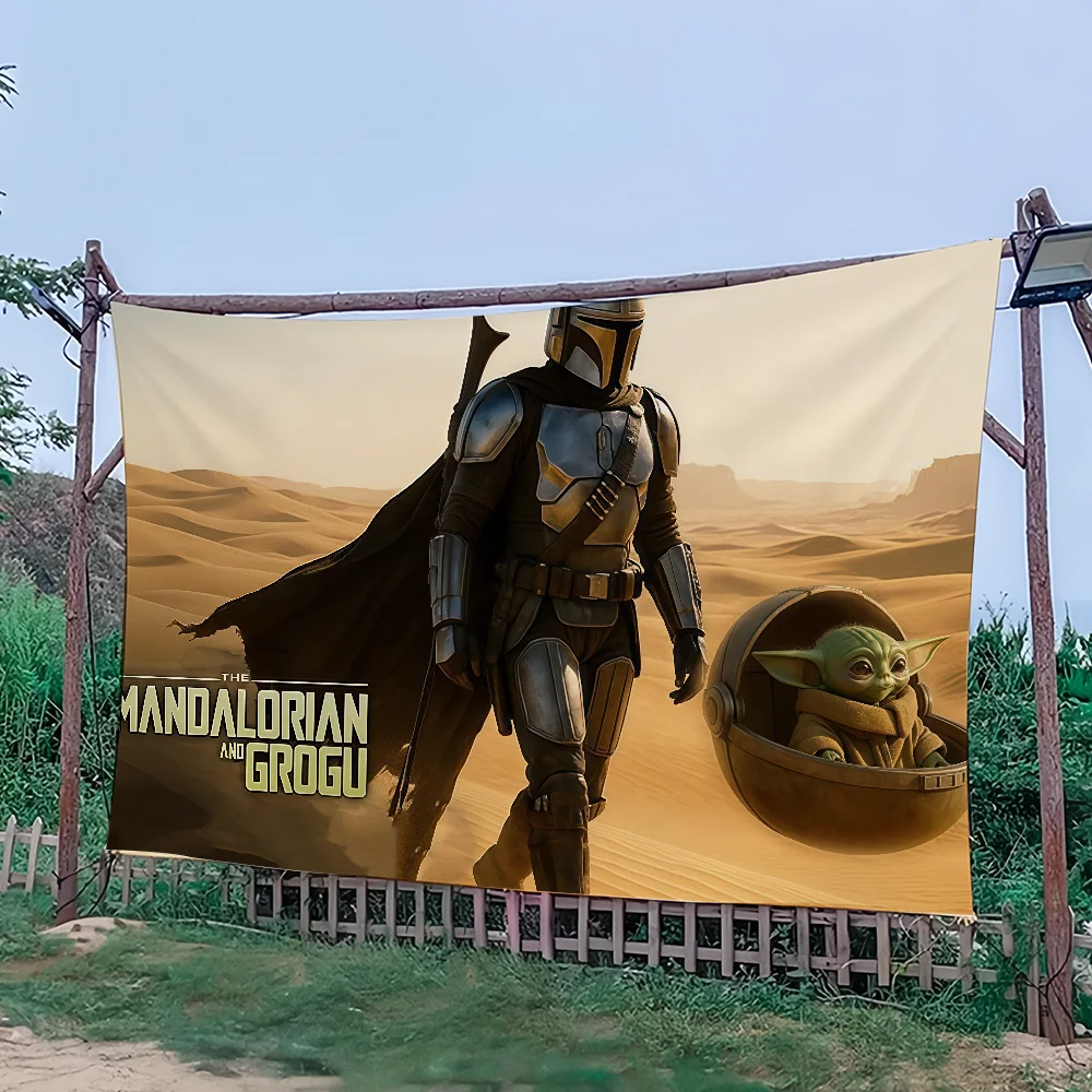 Drama Flag Art Sci Fi Room Home Decor G-Grogu And Wall Mount M-Mandalorian Home Decor Banner