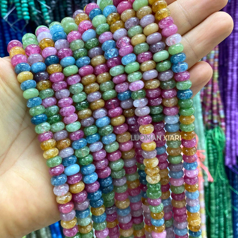 Wheels 5x8mm Natural Stone Yellow Alxa Chalcedony Loose Spacer Beads for Jewelry Making Diy Bracelets Charms Accessories 15''