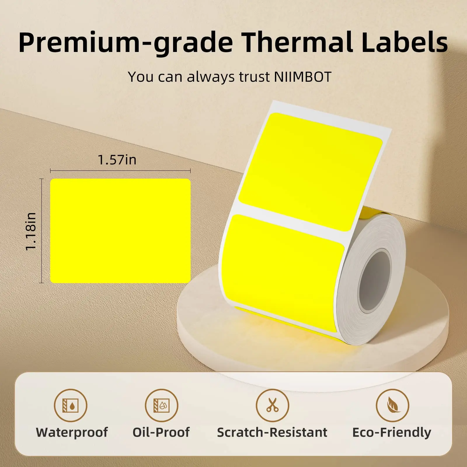 NIIMBOT B21 B3S B1 B203 Thermal Label Clothing Price Food Self-adhesive Tag Waterproof Paper Yellow Sticker 40x30mm for Printer