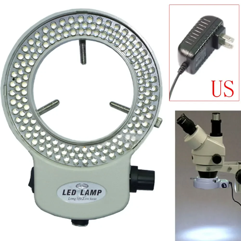 Adjustable 144 LED Ring Light Lamp backlight Illuminated for Industry Stereo Microscope Camera Magnifier AC 100~240V