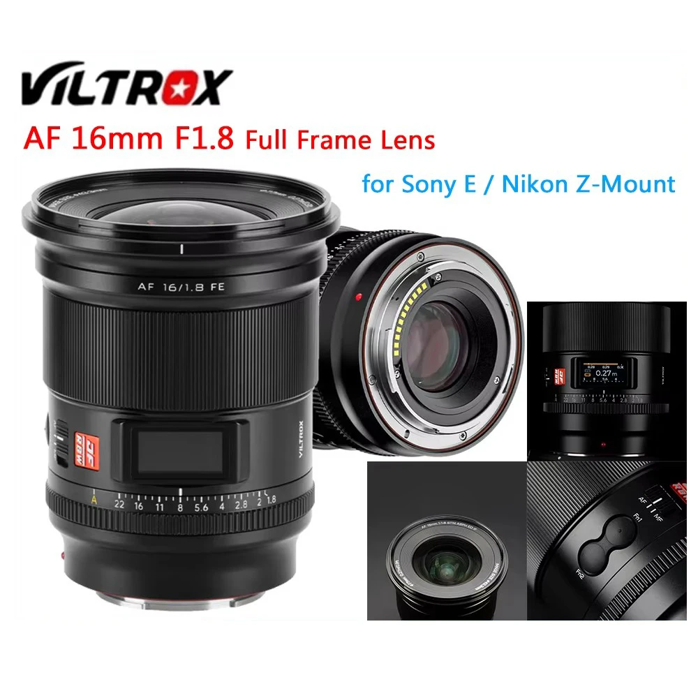 Viltrox AF 16mm F1.8 Full Frame Camera Wide Angle Fisheye Lens for Nikon Z / Sony E-Mount  A7II A7III A7IV A7SIII A7RV ZVE1