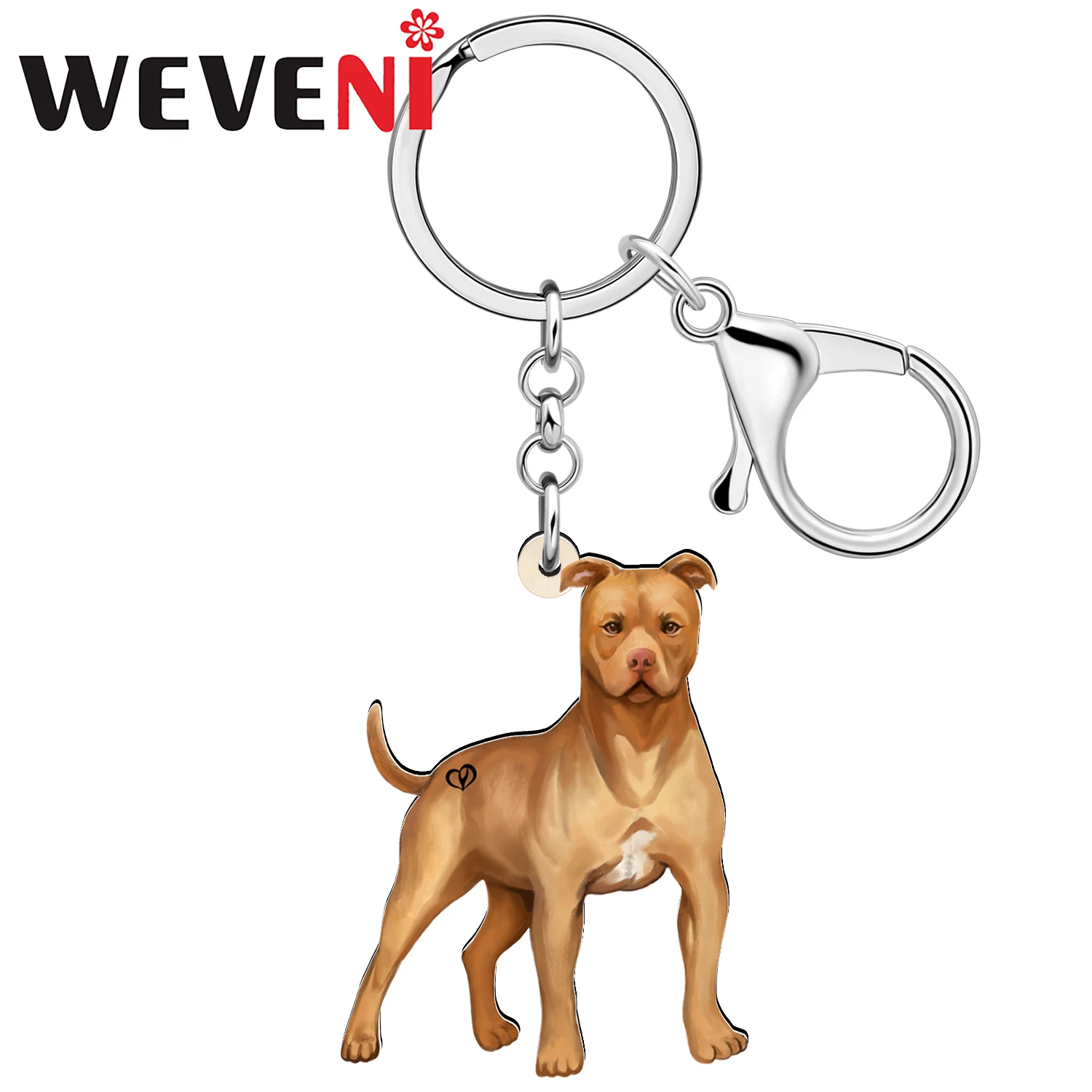 WEVENI Acrylic Pit Bull Terrier Doggy Puppy Key Chains Novelty Purse Bag Pets Keychains Key Ring Jewelry Gifts For Women Kids