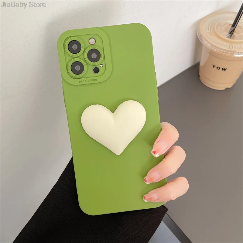 Silicone Liquid Candy Heart Lens Full Coverage Soft Glitter Jellewed Phone Case For iPhone 11 12 13 14 15 16 Pro Max Plus Cover