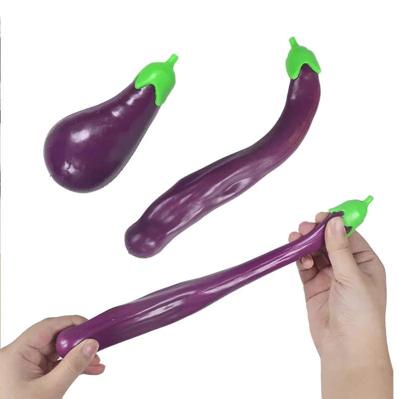 1Pcs Simulated Eggplant Squeeze Toys Memory Sand Decompression Vent Toys Stress Relief Sensoty Toys for Kids Adult