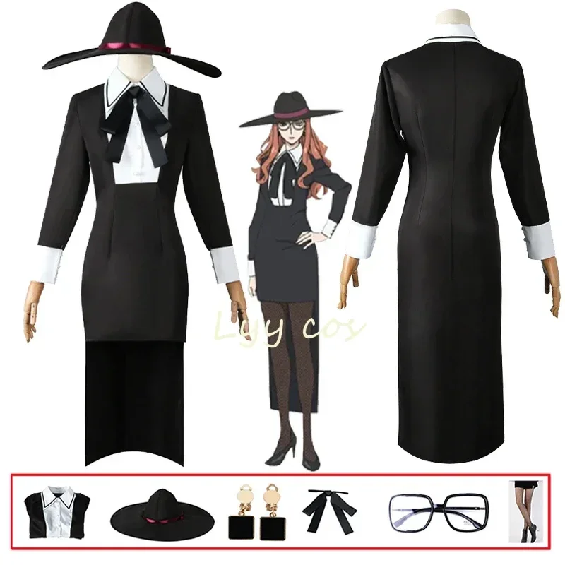 SN88 Sylvia Sherwood Cosplay Costume Anime Spy X Family dress Hat Earrings Socks Handler Uniform Fullmetal Lady Girls Women%#2@