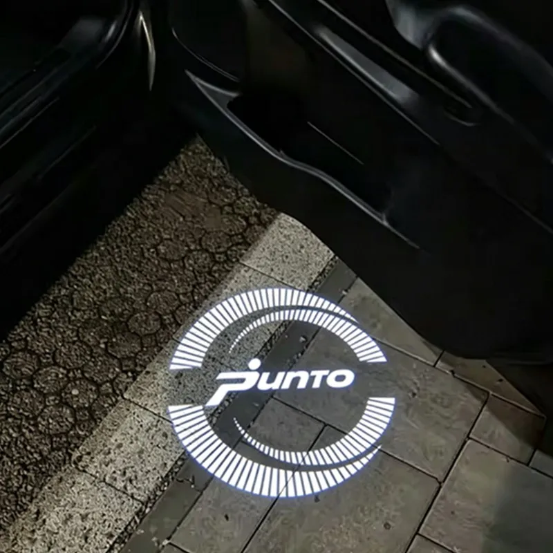 2 Stück LED Auto-Willkommens-Tür-Geisterschattenlichter Emblem-Zubehör für Grande Punto 2005-2009 Punto 2012-2018 2013 2014 2015 2016