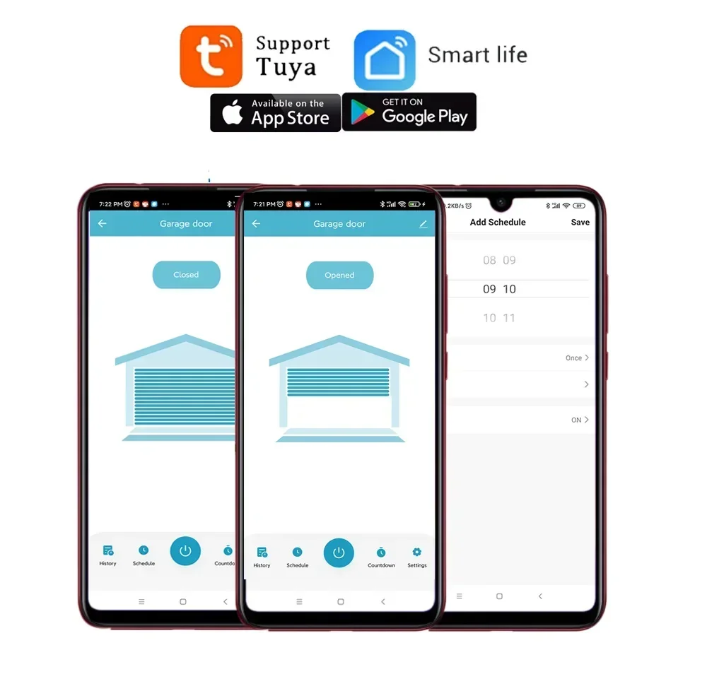 Tuya Smart Life APP Mobile Phone Control Smart Garage Door Controller Gate Opener Support Alexa and Google Home Voice Control