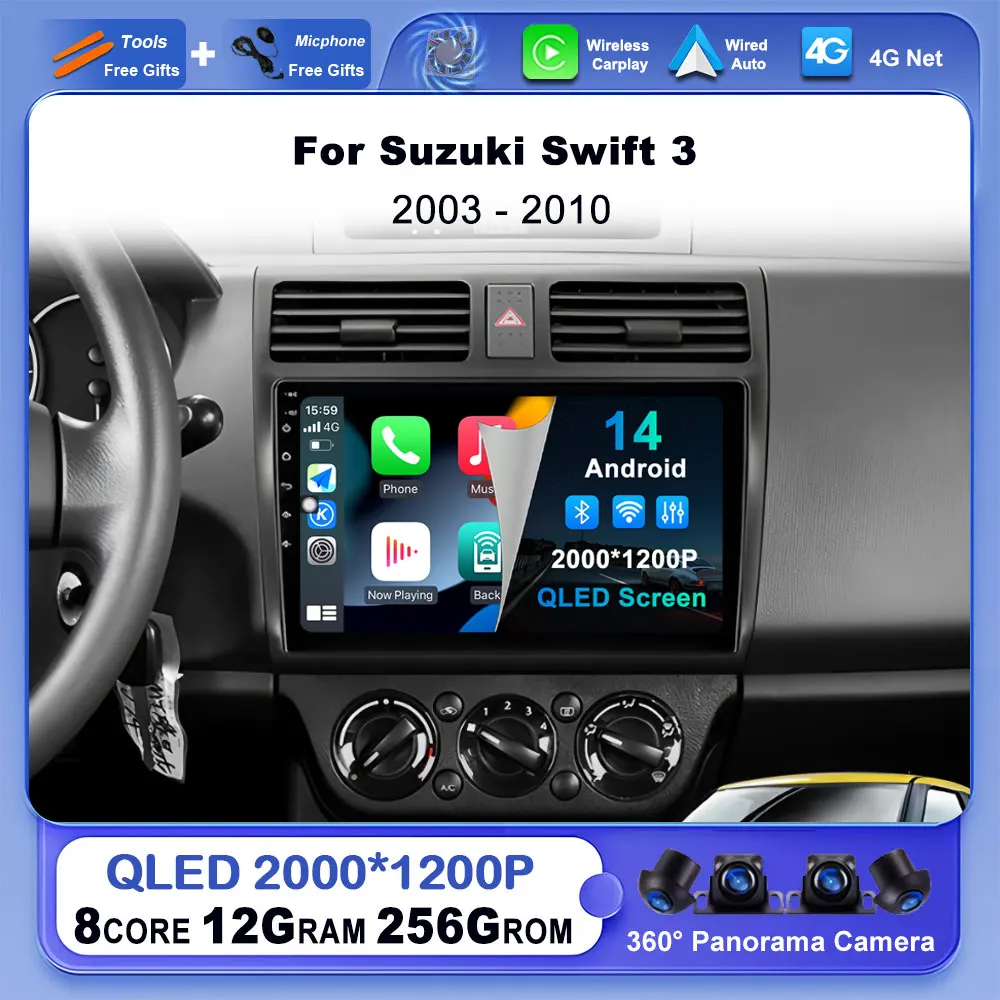 

Автомобильный радиоприемник Android 14 для Suzuki Swift 2003-2006 2007 2008 2009 2010 Мультимедийный плеер Стерео Carplay AUTO WIFI 4G BT