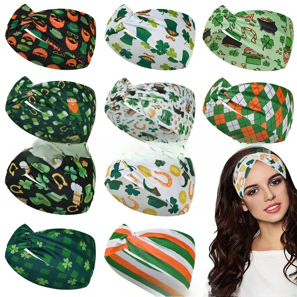 

Clover Print Yoga Headband Stretchy Wide Hair Band for Women Sports Accessories
