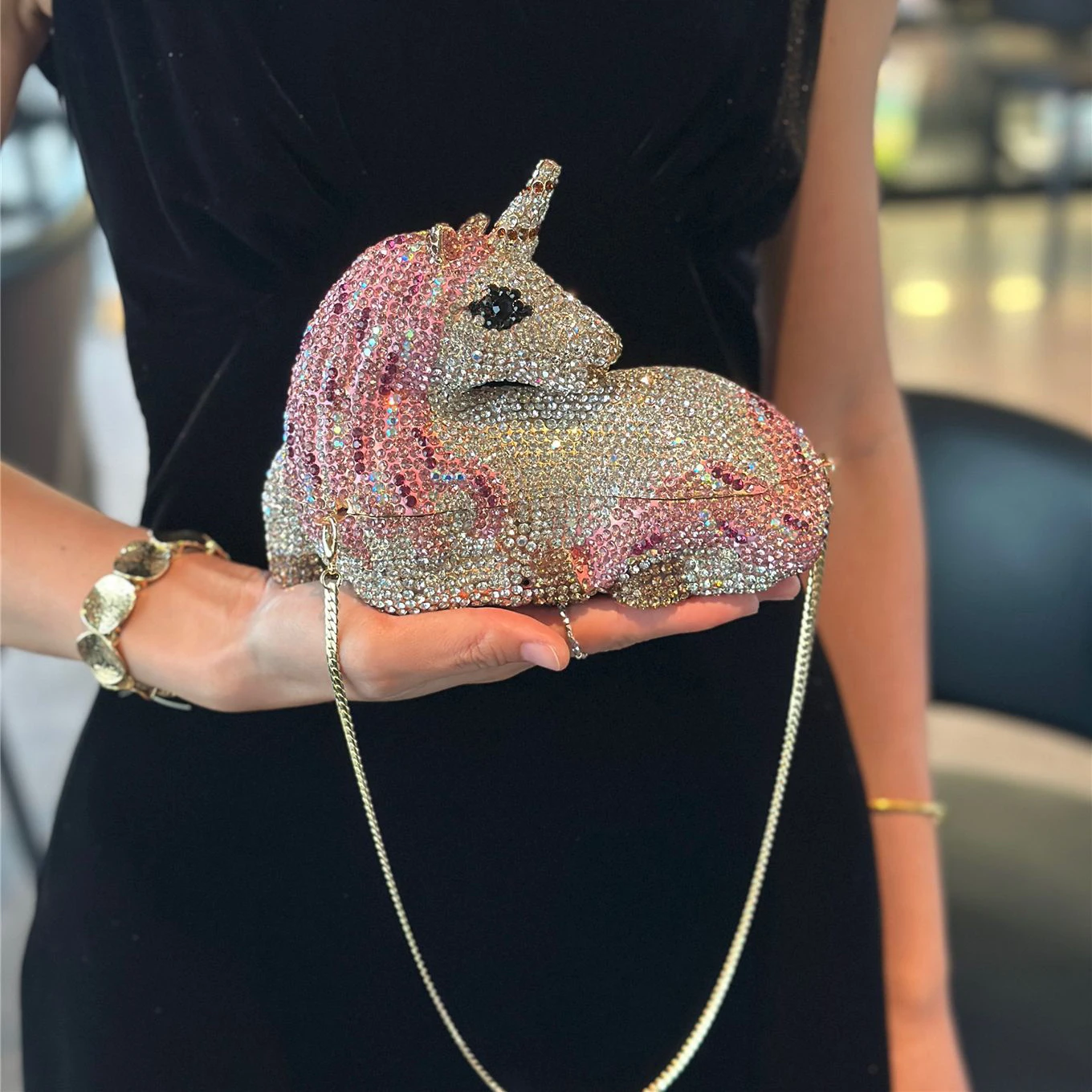 Jewelry  Apple Fruit Crystals Evening Clutch Bags Novelty Unicorn Crystal Clutch, Sparkly Rhinestone Unicorn Evening Bag, Glamor