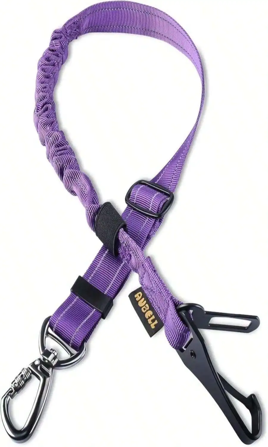 

AUBELL Dog Seat Belt For Car,Updated 3-In-1 Adjustable Reflective Bungee Heavy Duty Dog Car Harness