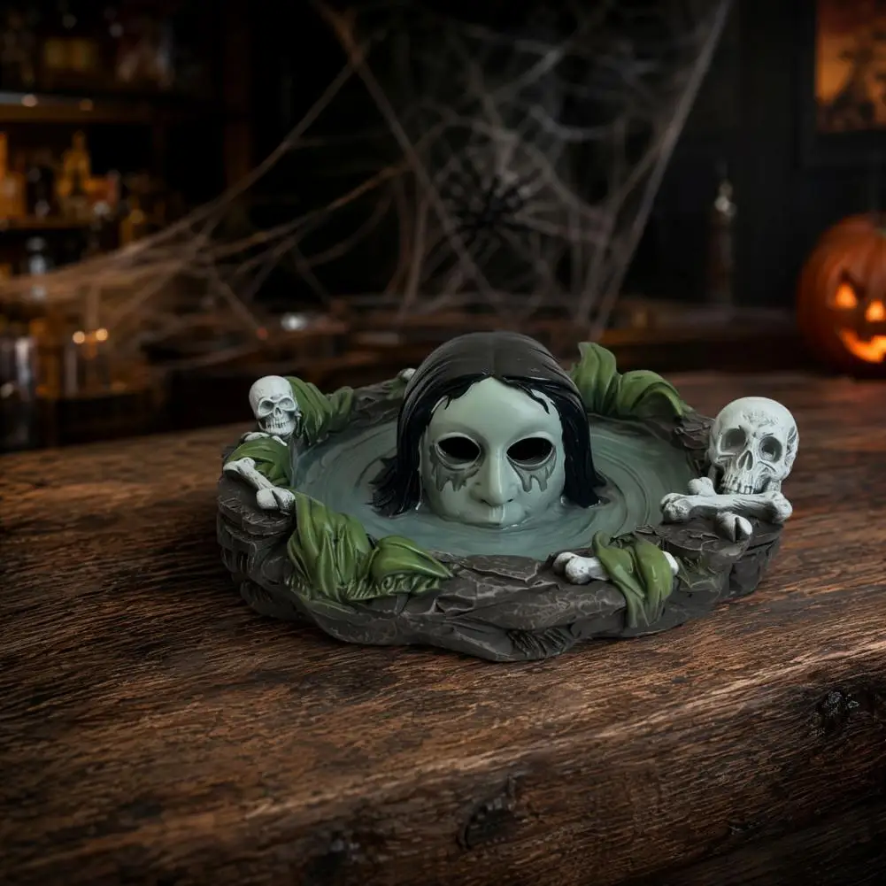 Skull Ashtray Halloween Ghost Ashtray Spooky Resin Skull Ash Tray Water Ghost Decor for Room Home Office Desk Accessories Spooky