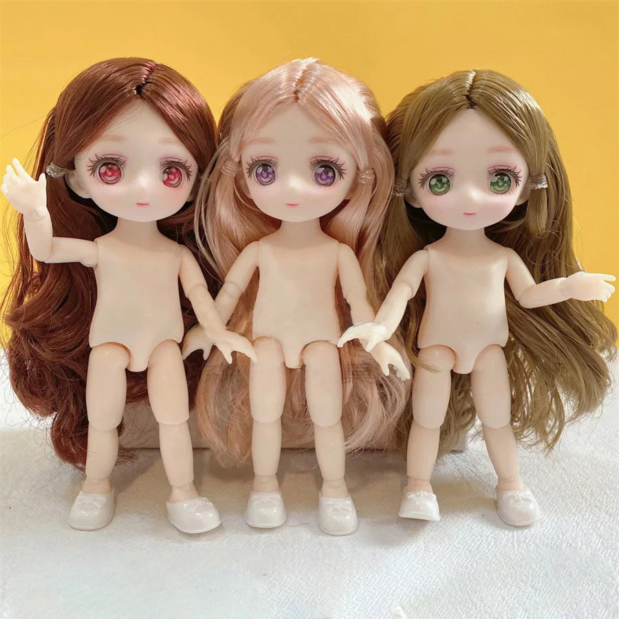 17cm/23cm Two-dimensional Comic Face 3D Eyes Dress Up Doll Cute Little Cute Baby Doll Kids Girls Doll Toy Gift Bjd Doll Lol Doll