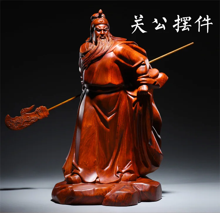 40cm Large HOME SHOP business Talisman Money Drawing Martial God of wealth Guan gong Guan di Rosewood HAND carving art statue