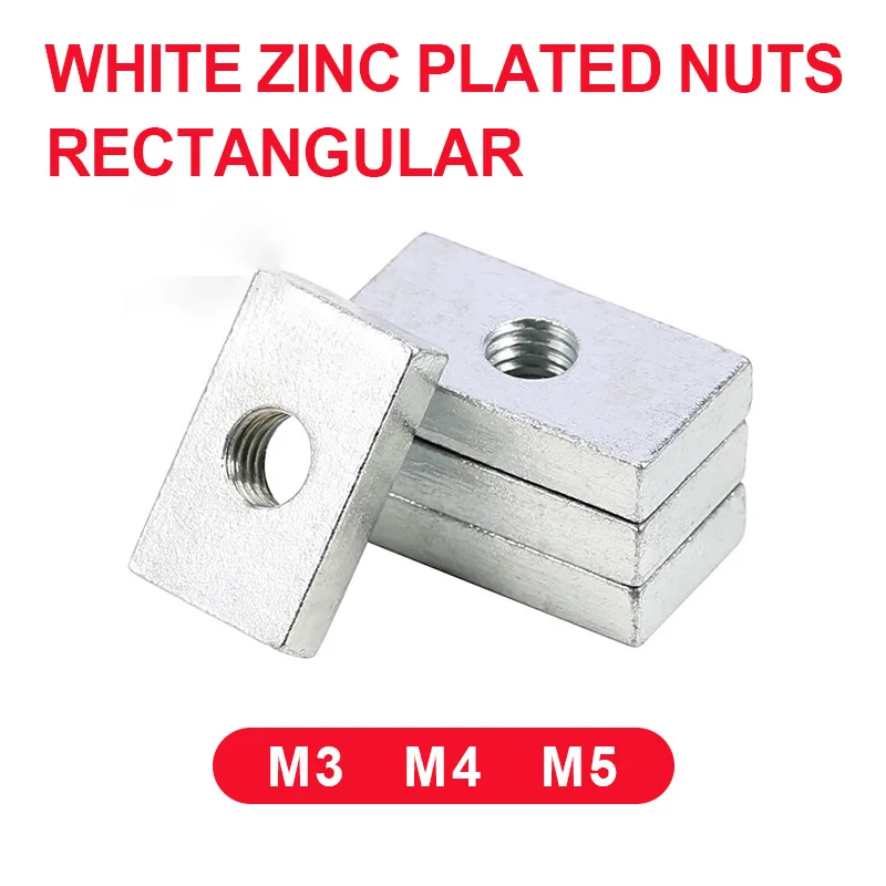 M3 M4 M5Zinc Plated Carbon Steel Rectangular T Slot Nut Slider Block For Aluminum Extrusion Profile Diy Frame Assembly Accessory