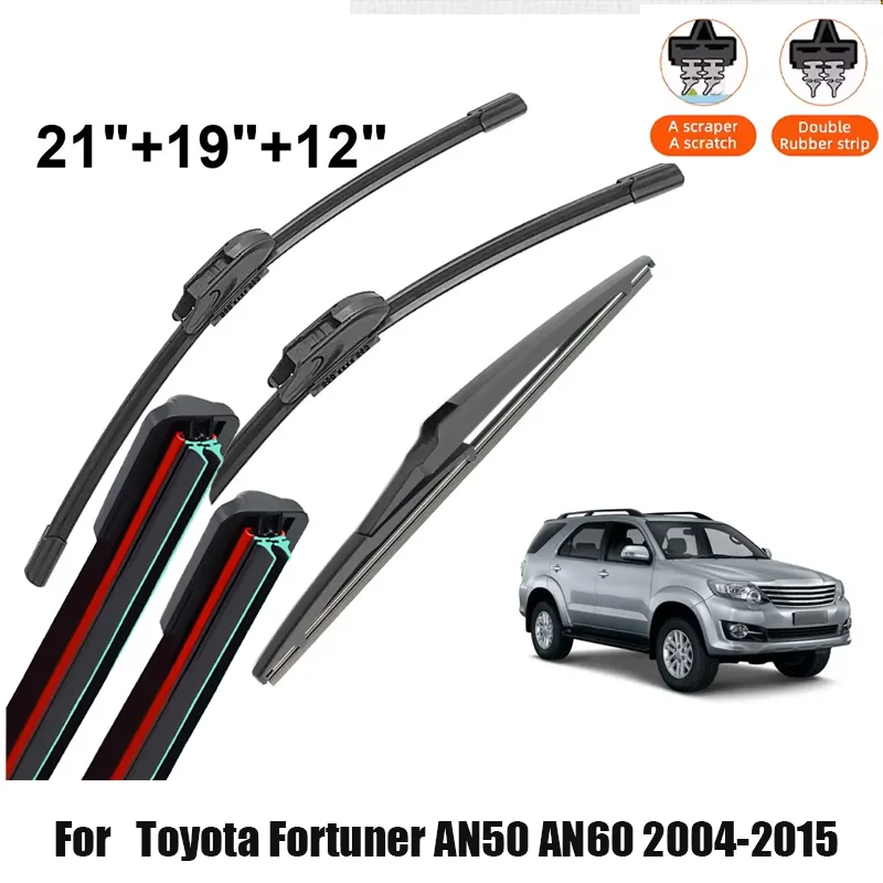 

Car Wiper For Toyota Fortuner AN50 AN60 2004-2015 Front Rear Wiper Blades Brushes Auto Accessories Mute 2012 2013 2014