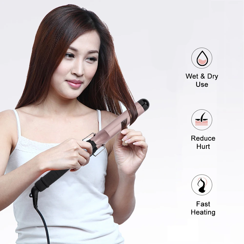 Hair Curler Electric Professional Ceramic Curling Iron Roller Curls Wand With LCD Screen Dual Voltage Hair Waver Styling Tools