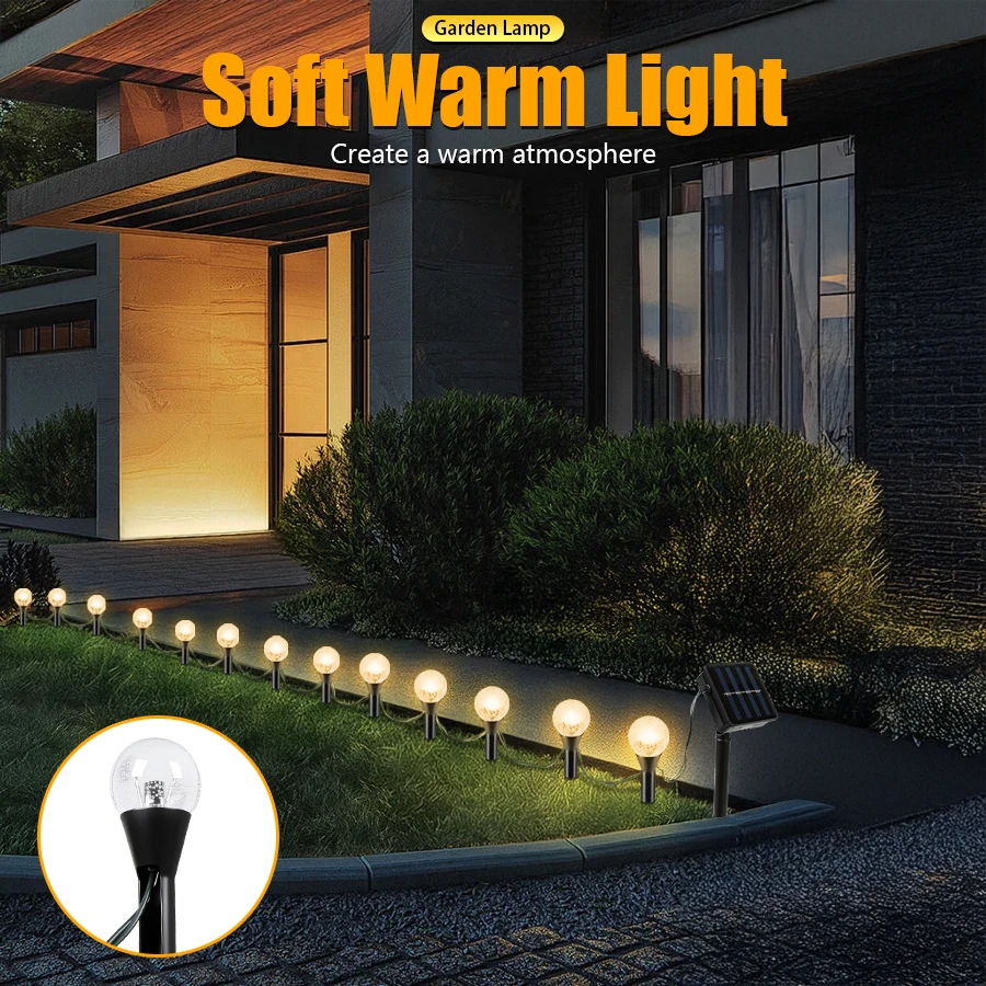 F2 20-in-1 LED Solar String Lights Waterproof Outdoor Garden Courtyard Lighting 8 Modes Festive Parties Weddings Decorative Lamp