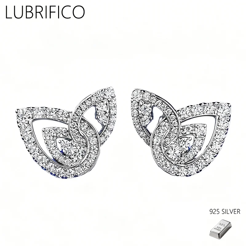 Crown-shaped Light Luxury And Compact Ear Stud Earrings 925 Sterling Silver 5A Zirconia For Women Fine Jewelry Wedding Party