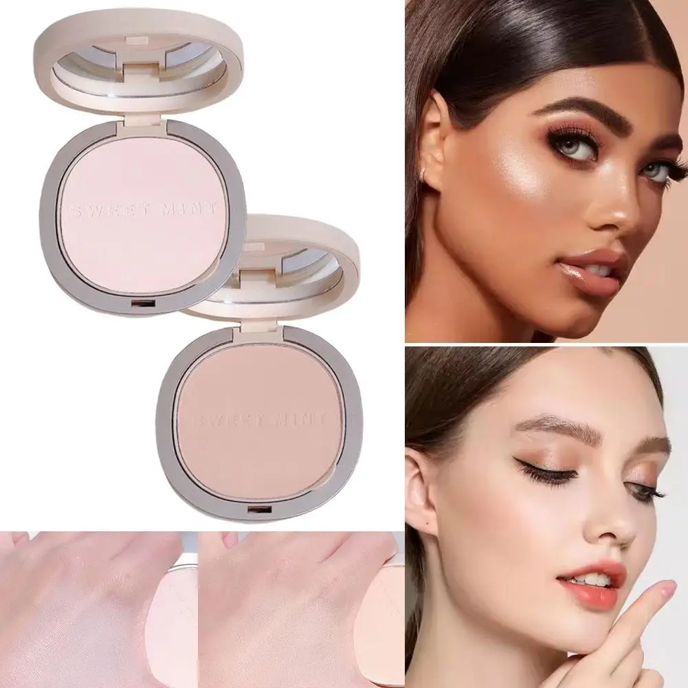 Natural Face Pressed Powder Makeup Oil-control Long Waterproof Brightening Matte Gloss Powder Compact Cream Lasting High Po R5C1