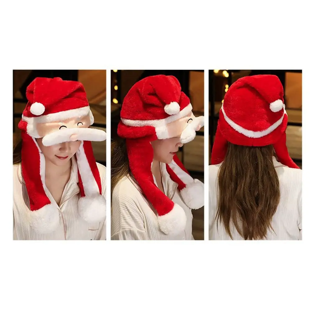 Creative Funny Party Plush Hat Toys Christmas Costume Santa Game Hat Jumping Up Cap Ear Moving Hat Novelty Cap