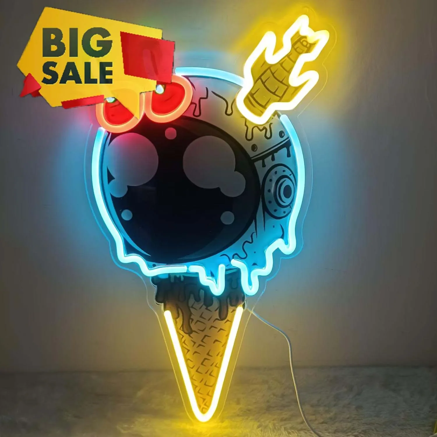 الميكانيكية الرياح الآيس كريم ضوء النيون LED النيون تسجيل USB الطاقة لغرفة النوم غرف معيشة نادي مقهى بار رجل كهف حفلة هدية جدار ديكور