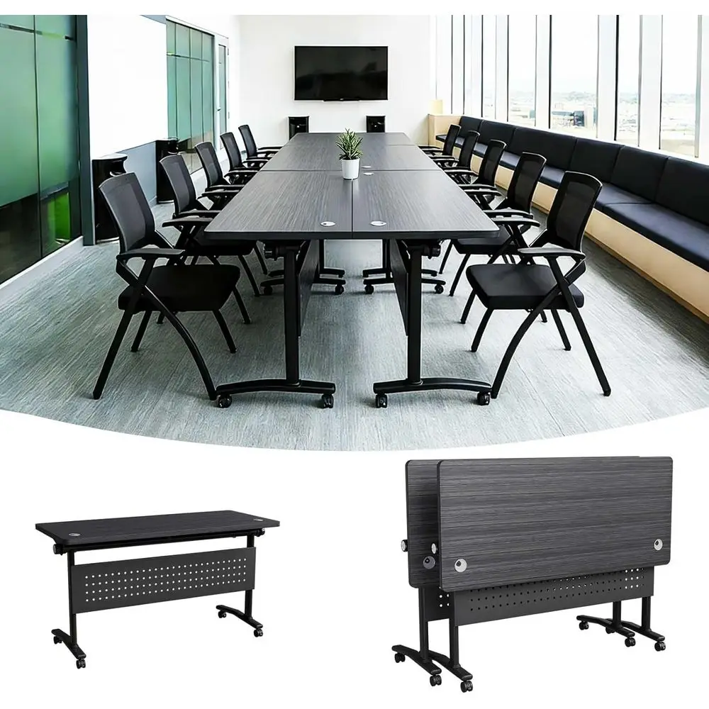 

Adjustable Height Mobile Conference Table for 2-16 People, Grey, 55.1