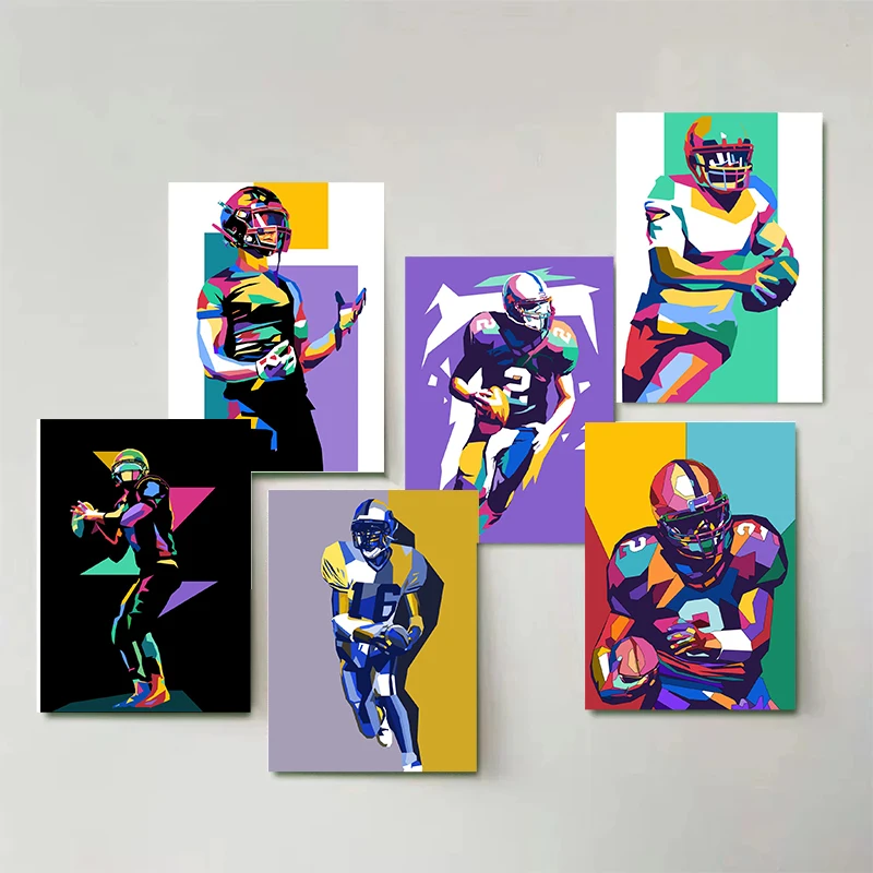 American Football Pop Painting Canvas Poster Sportsman Wall Art Pictures for Living Room Boys Bedroom Club Bar Modern Home Decor