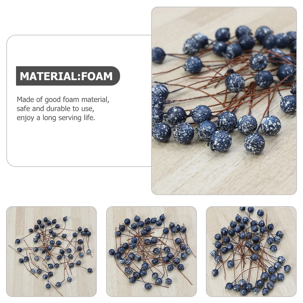 Lifelike Blueberry Stems Simulation Decoration Artificial Christmas Faux Blueberries Foam