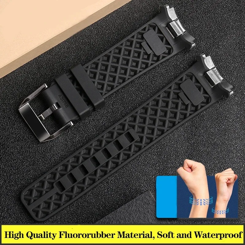 22mm FKM Rubber Quick Release Watch Strap for IWC AQUATIMER Ocean Timepiece IW356802 IW376705 Fluororubber Watchband Black Blue