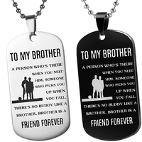 Stainless Steel To My Brother Necklace Metal Lettering Pendant Inspirational Gifts Friends Forever