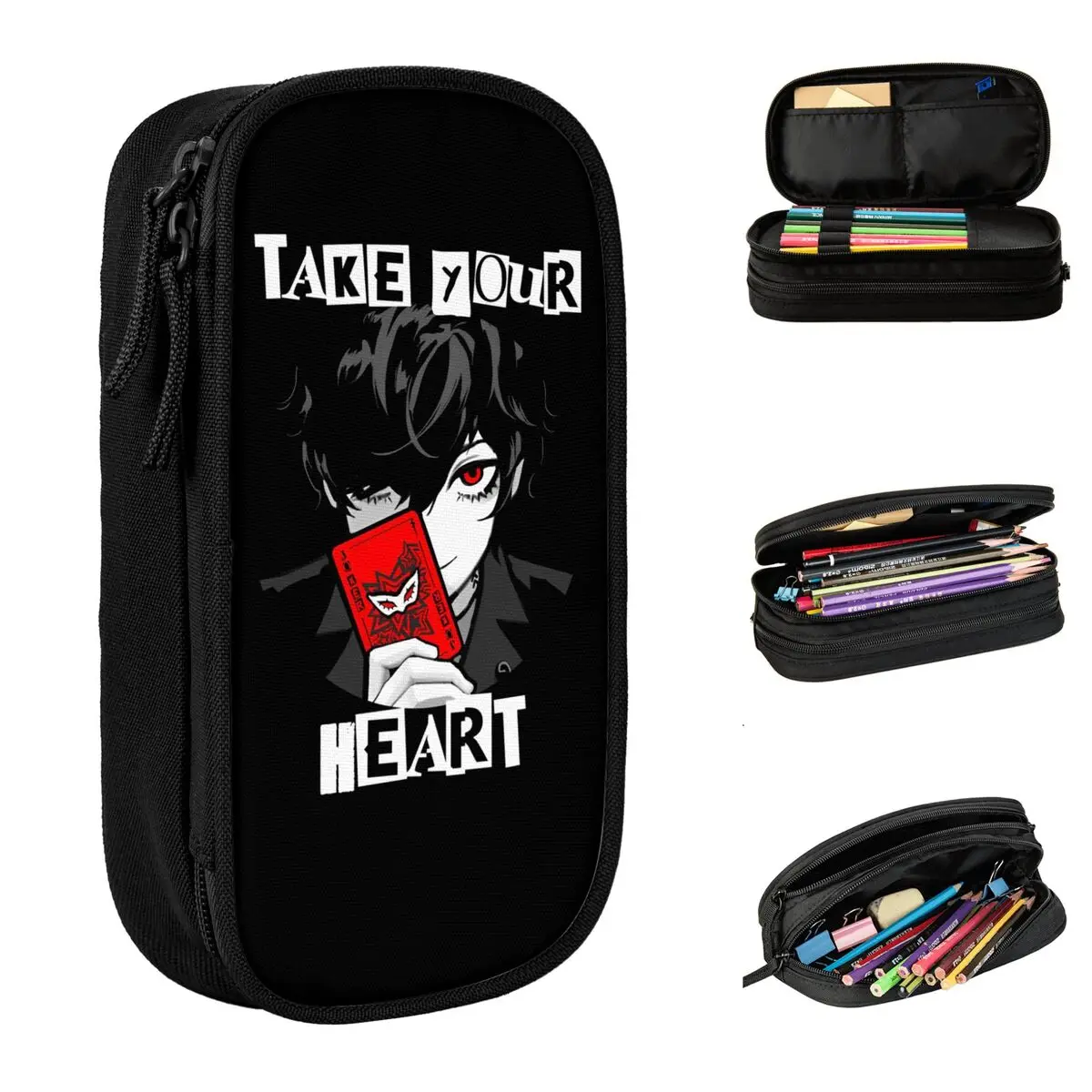 New Personas Anime Pencil Cases Take Your Hearth Pencil Box Pen Holder Kids Big Capacity Bags Students School Zipper Accessories